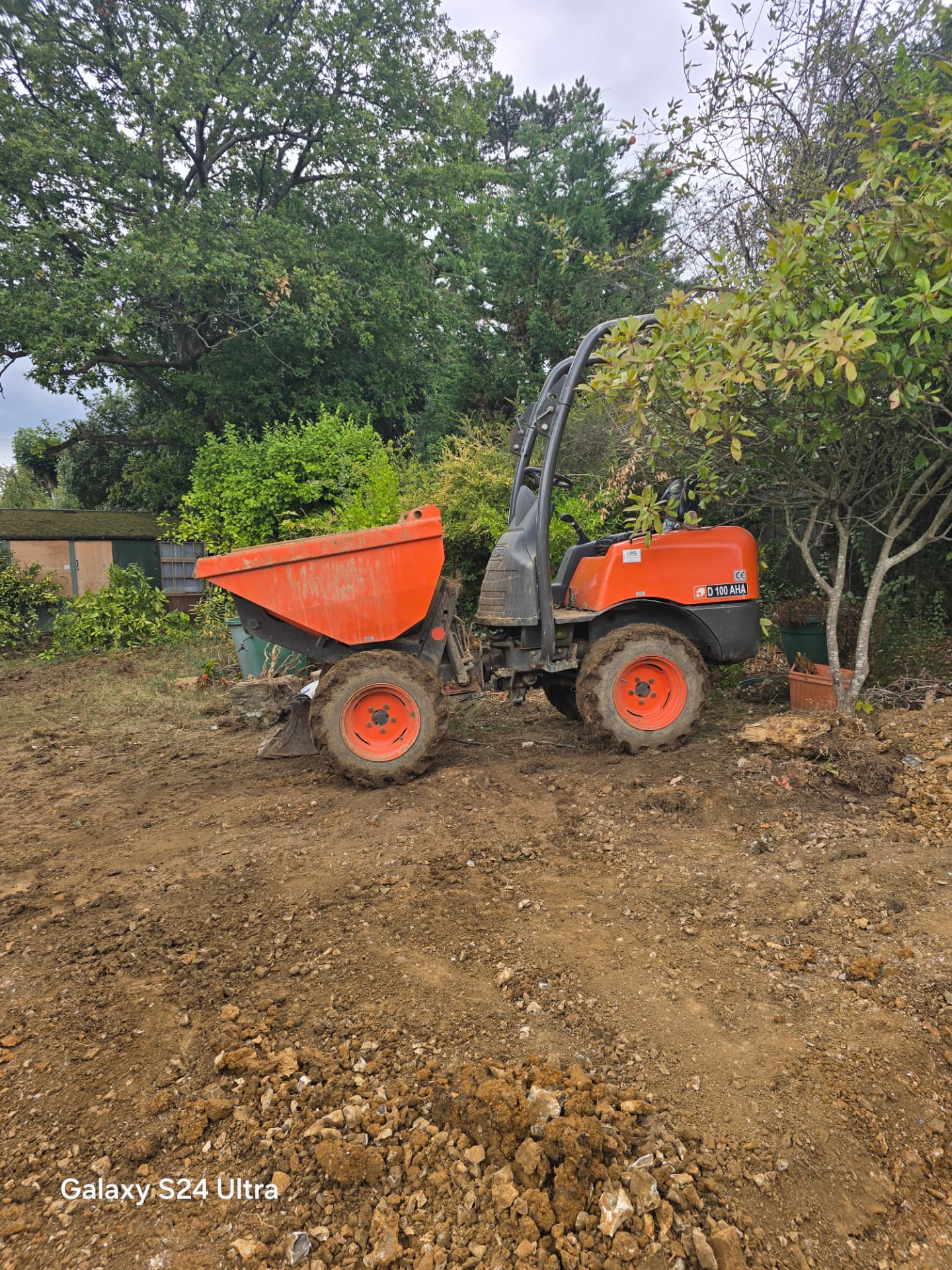 Site dumper on levelled ground during excavation works in Worthing